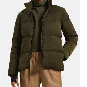 NWOT Theory $425 Stand-Collar Puffer Coat in City Poly - green